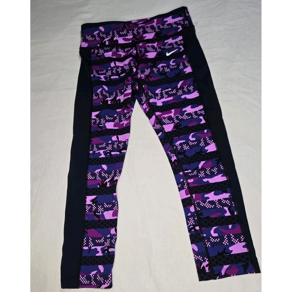 Nike Dri Fit Leggings Multicolor Workout Pants Size M‎ Athletic Work Out Cropped